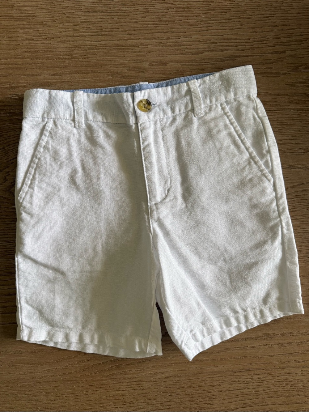 Janie and Jack Boys Sz 6 White Linen Cotton Shorts with Adjustable Waistband